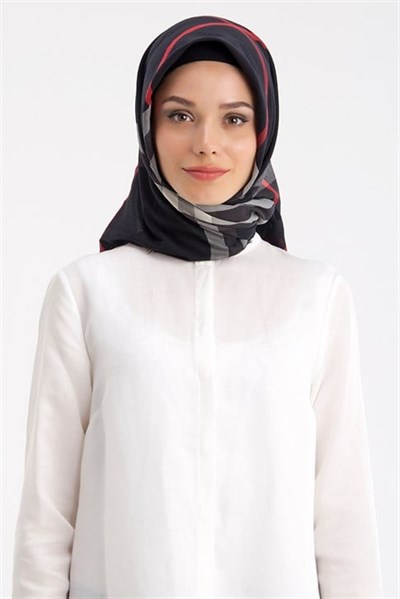Armine Trend Pamuk Eşarp 00Oa7440 Siyah Kırmızı