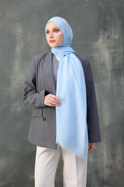 Dalga Desen Pamuk Jakar Şal Bebe Mavisi 8010-03