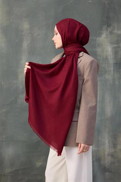 Dalga Desen Pamuk Jakar Şal Bordo 8010-02