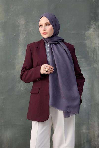 Dalga Desen Pamuk Jakar Şal Füme 8010-05