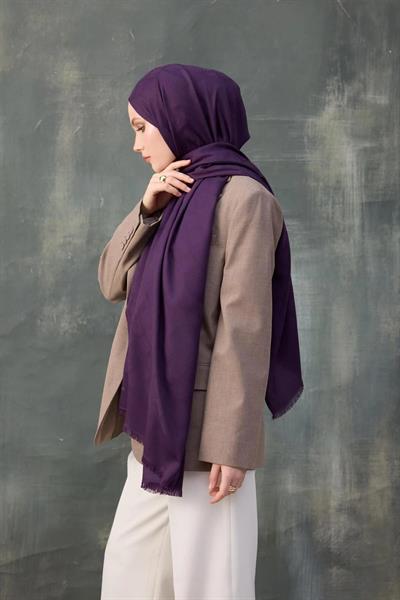 Dalga Desen Pamuk Jakar Şal Mor 8010-13