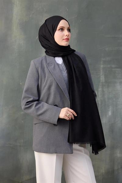 Dalga Desen Pamuk Jakar Şal Siyah 8010-10