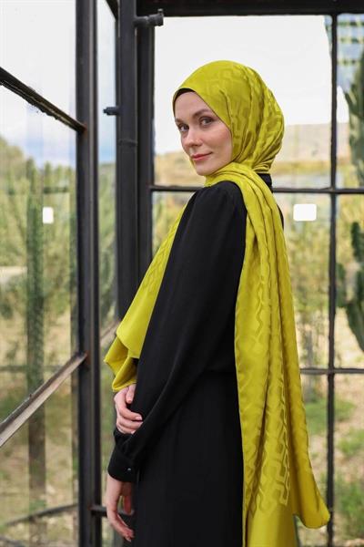Damla Desen İpeksi Jakar Şal Yağ Yeşili 9012-06