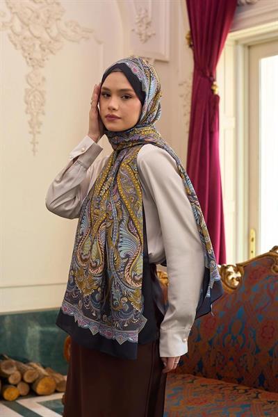 Desenli Vual Şal Altuni Vual İpek Şal - 9804-15
