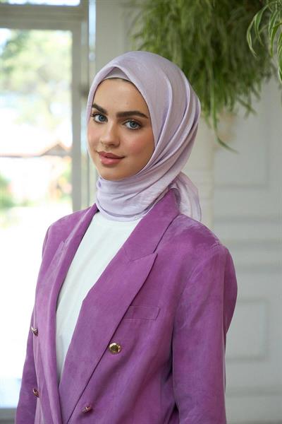 Düz Desen Vual Eşarp Lila Vual İpek Eşarp - 10100-09