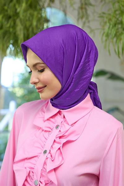 Düz Desen Vual Eşarp Mor Vual İpek Eşarp - 10100-01