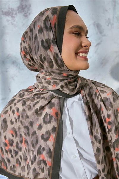 Eco Viscose Leopar Şal Vizon Nefes Alan Dokulu 90x