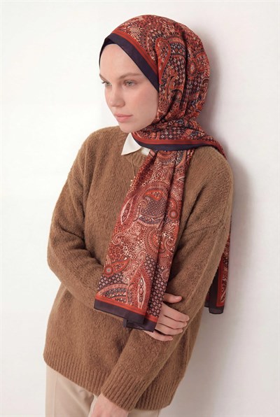 Etnik Desen Acı Kahve 75X195 Soft Şal