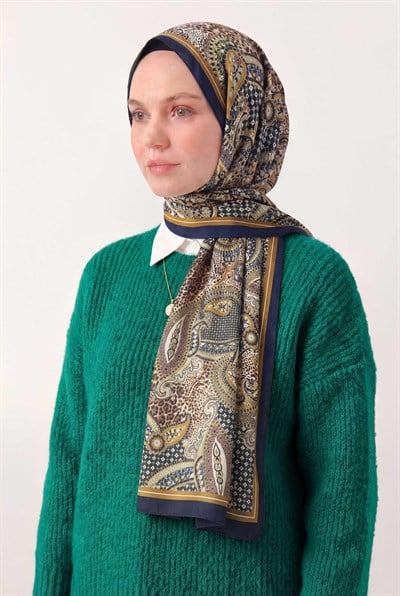 Etnik Desen Gece Mavisi 75X195 Soft Şal