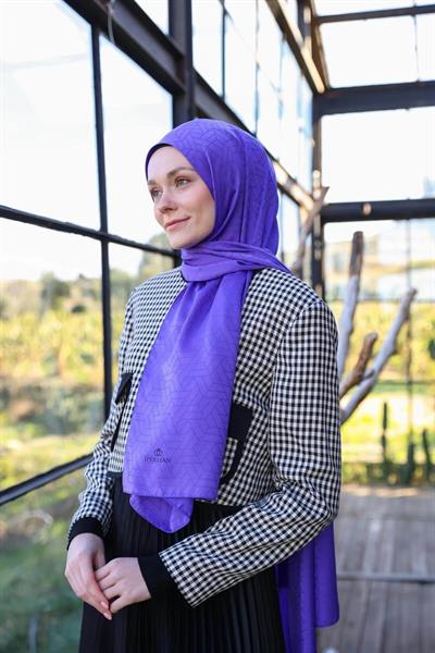 Exen Desen İpeksi Jakar Şal Lavanta 9011-19