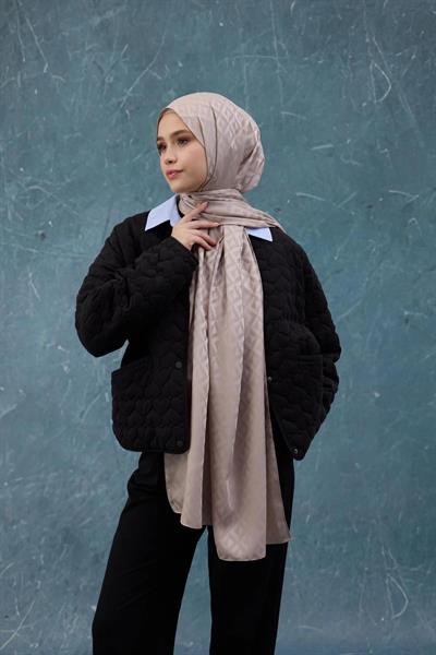 Fall Winter İpeksi Jakar Şal Açık Vizon 9019-28