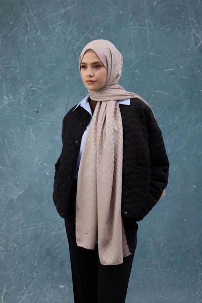 Fall Winter İpeksi Jakar Şal Açık Vizon 9019-28