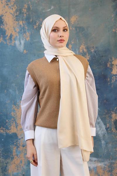 Fall Winter İpeksi Jakar Şal Bej 9018-26