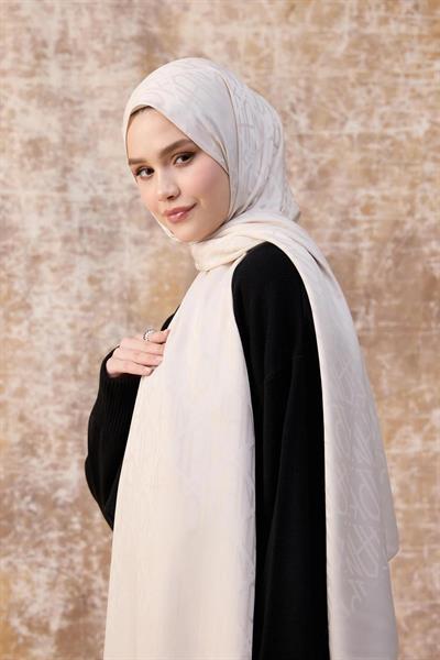 Fall Winter İpeksi Jakar Şal Ekru 9020-27