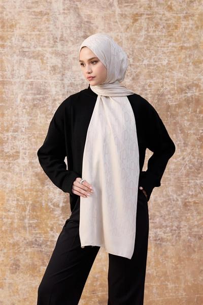 Fall Winter İpeksi Jakar Şal Ekru 9020-27