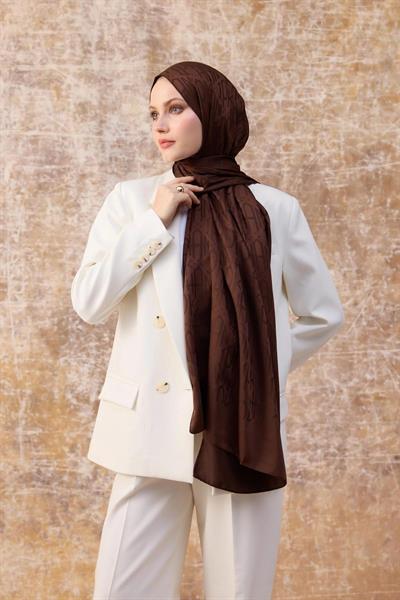 Fall Winter İpeksi Jakar Şal Kahverengi 9020-08
