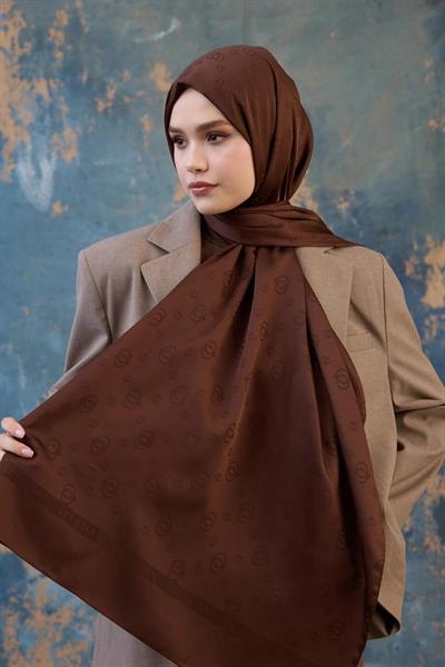 Fall Winter İpeksi Jakar Şal Kahverengi 9018-08