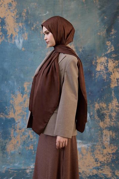 Fall Winter İpeksi Jakar Şal Kahverengi 9018-08