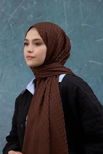 Fall Winter İpeksi Jakar Şal Kahverengi 9019-08