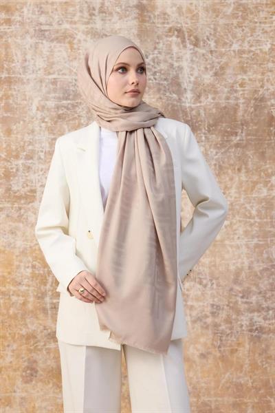 Fendi Desen Pamuk Jakar Şal Bej 8009-27