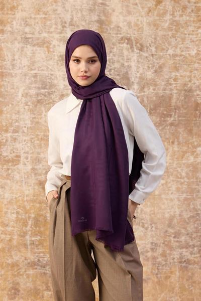 Fendi Desen Pamuk Jakar Şal Mor 8009-13