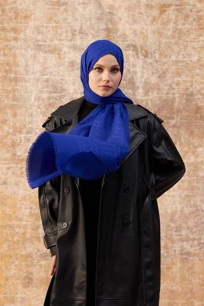 Fendi Desen Pamuk Jakar Şal Saks 8009-12