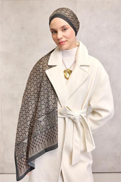 Floş Viskon Organik Şal Halat Desen Latte 195x75