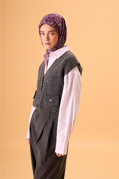 İnce Pamuk Soft Eşarp Antrasit Violet Bej Krem Desenli Kaymaz Dokulu Tok Duruşlu 90x90