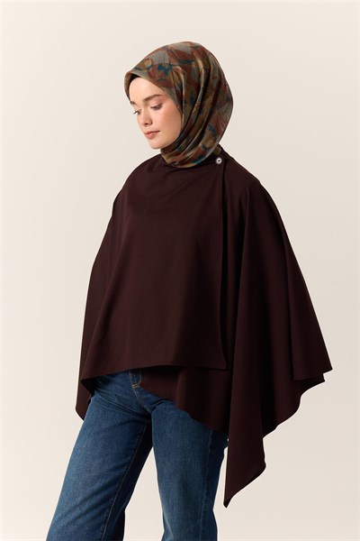 İnce Pamuk Soft Eşarp Kahverengi-Haki Desenli Kaymaz Dokulu Tok Duruşlu 90x90