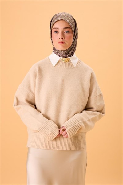 İnce Pamuk Soft Eşarp Kahverengi Yeşil Krem Vizon Desenli Kaymaz Dokulu Tok Duruşlu 90x90