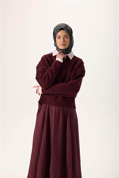 İnce Pamuk Soft Eşarp Siyah-Gümüş Desenli Tok Duruşlu Kaymaz 90x90
