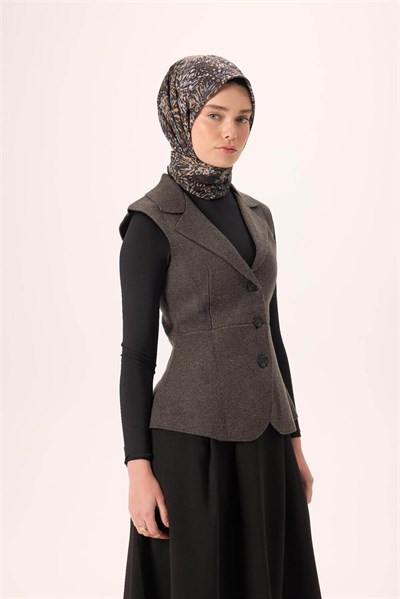İnce Pamuk Soft Eşarp Siyah-Hardal Desenli Tok Duruşlu Kaymaz 90x90