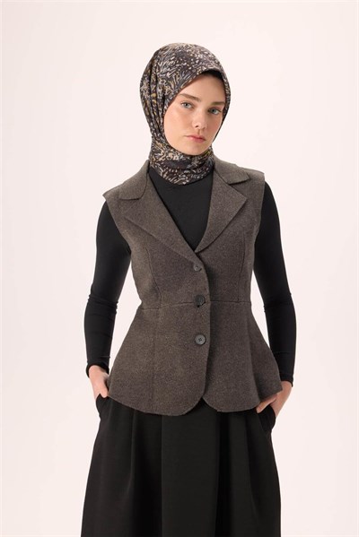 İnce Pamuk Soft Eşarp Siyah-Hardal Desenli Tok Duruşlu Kaymaz 90x90