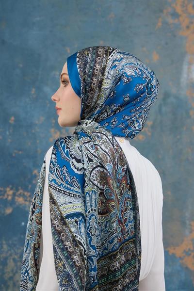 İndigo Hint Vual Şal - 5007-03
