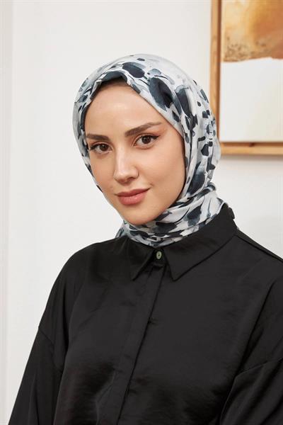 İpekhan Botanik Serisi Siyah Beyaz Pamuk Viskon Şal 3023-13