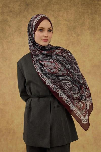 İpekhan Soft Şal Bordo Gri 3052-03