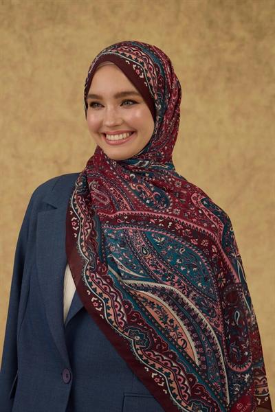 İpekhan Soft Şal Bordo Turkuaz 3053-01