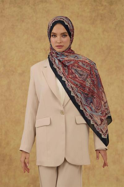 İpekhan Soft Şal Lacivert Somon 3052-10