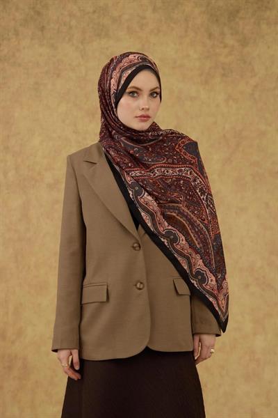İpekhan Soft Şal Siyah Kızıl Kahve 3053-15