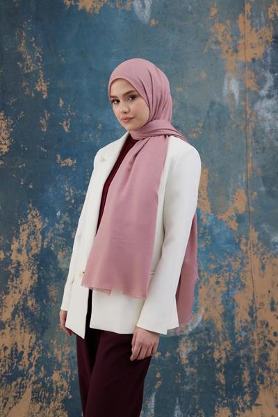 Kare Desen Pamuk Jakar Şal Pembe 8012-17