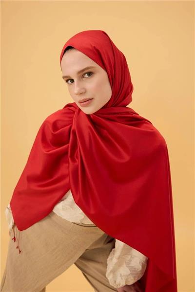Kırmızı Düz Çift Taraflı İpek Şal Modeli
