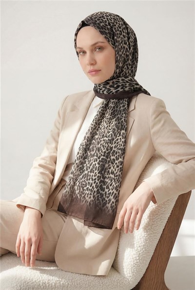 Leopar Desen Pamuklu Çikolata Kahve 90x200 Soft Şa