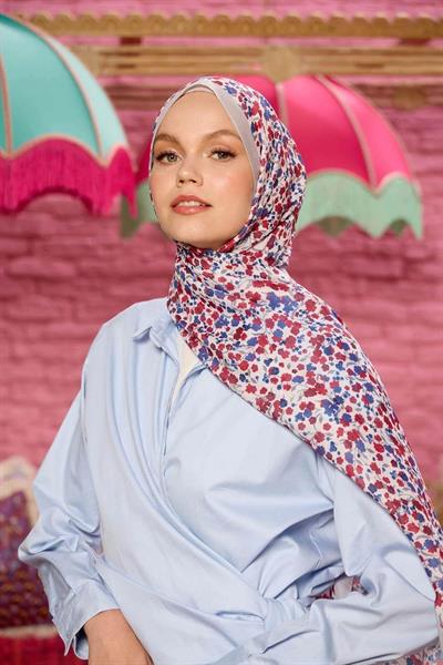 Marrakech Koleksiyon Soft Şal Gri Krımızı 3046-23