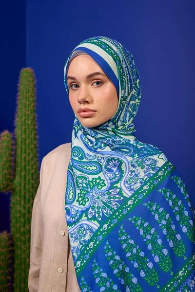 Marrakech Koleksiyon Soft Şal Mavi Çimen Yeşili 3049-14