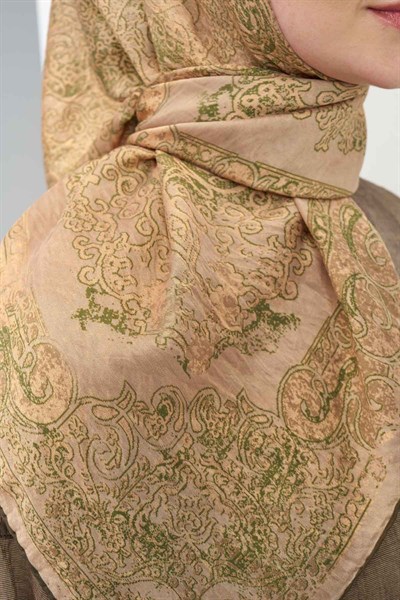 Monare Eşarp Etnik Motif Bej 90x90