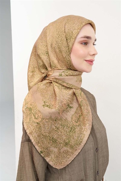 Monare Eşarp Etnik Motif Bej 90x90