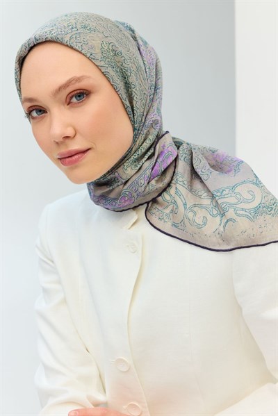 Monare Eşarp Etnik Motif Gri 90x90