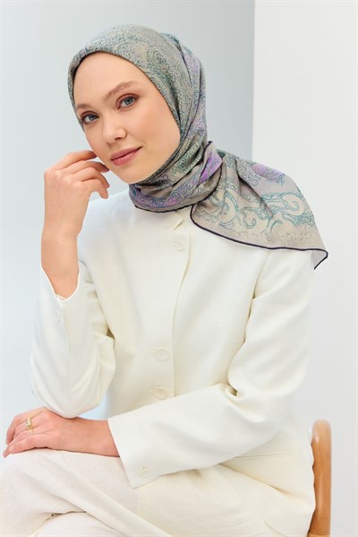 Monare Eşarp Etnik Motif Gri 90x90