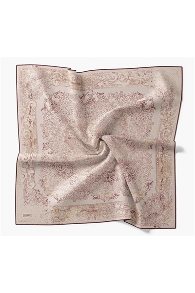 Monare Eşarp Etnik Motif Gül Kurusu 90x90