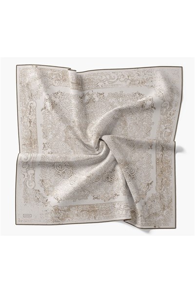 Monare Eşarp Etnik Motif Gümüş 90x90